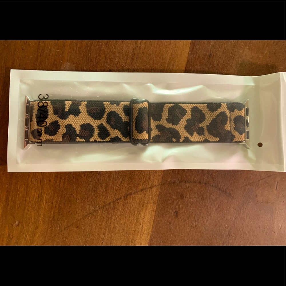 Two (2) Apple Watch bands 38/40mm nwt leopard, rainbow, adjustable.